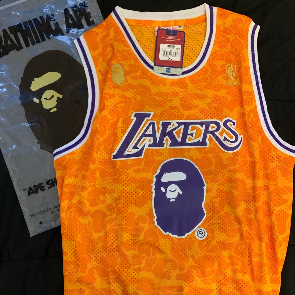 BAPE x Mitchell & Ness Lakers ABC Basketball Swingman Jersey